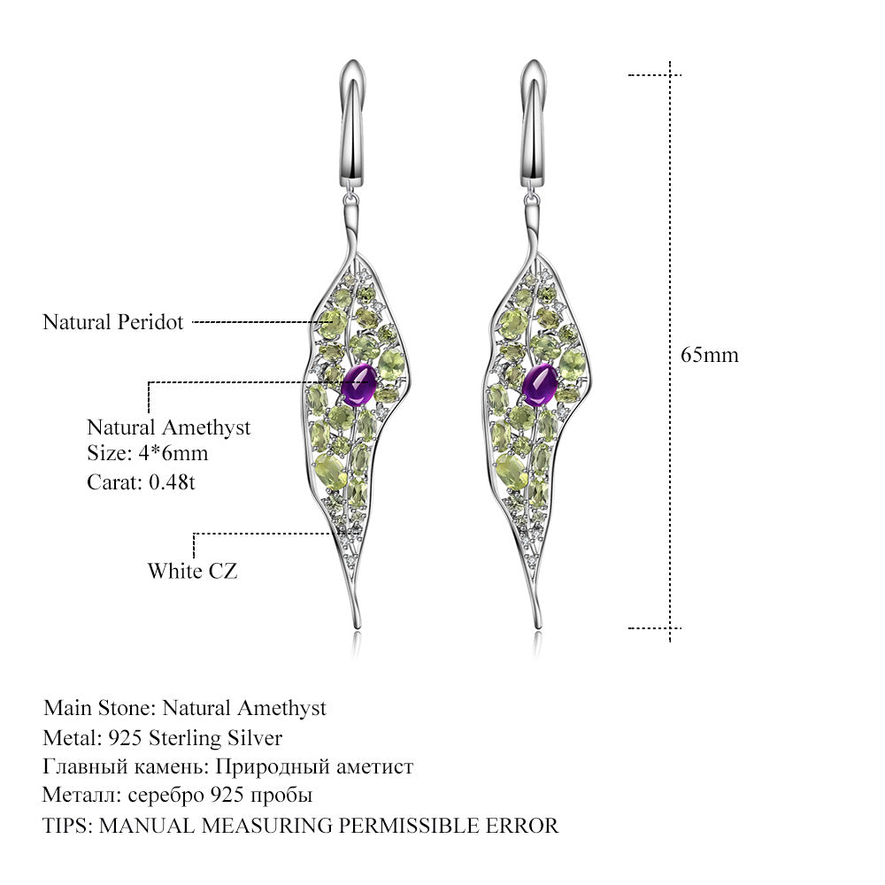 A pair of Maramalive™ earrings with the Jewelry Design 925 Silver Personalized Jewelry Ring Amethyst Peridot stones.