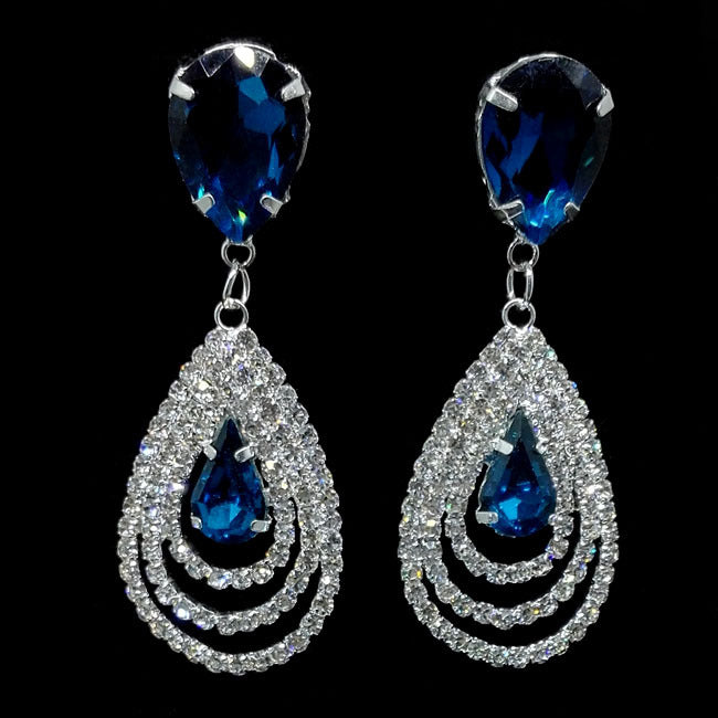 A pair of Maramalive™ Crystal Earrings with blue crystals and diamonds.