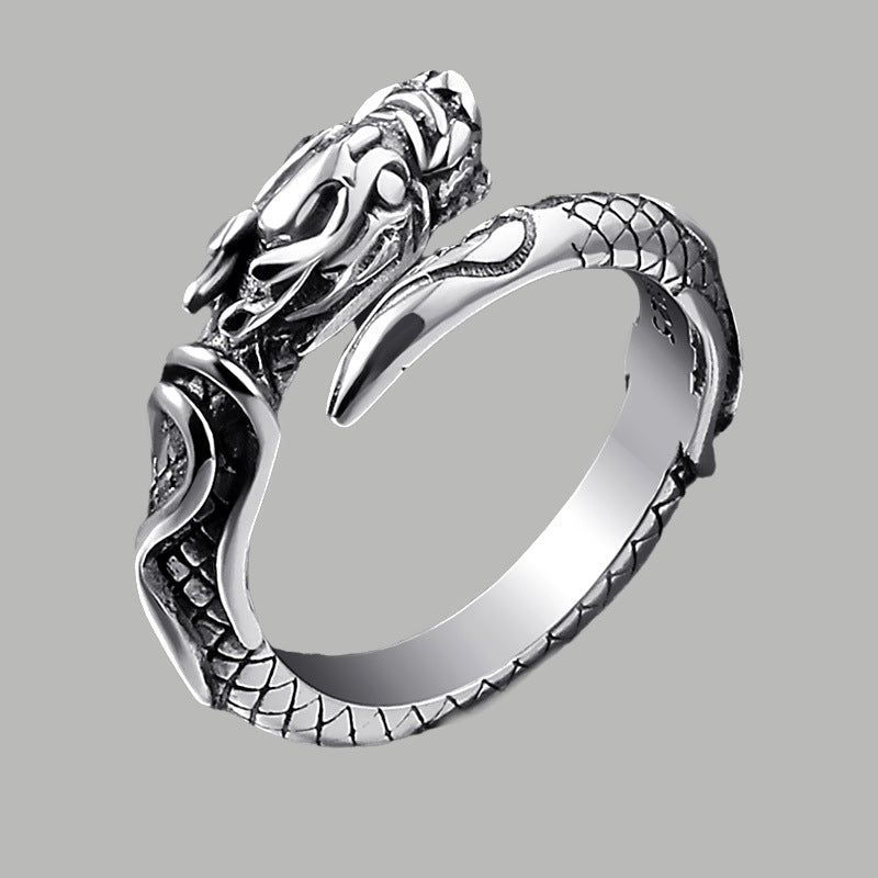 A Stainless Steel Dragon Ring with a dragon head on it, Maramalive™.