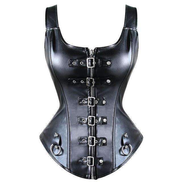 A New Steampunk Steel Boned Lace up Back Sexy Body Bustier Overbust Corset with metal buckles by Maramalive™.