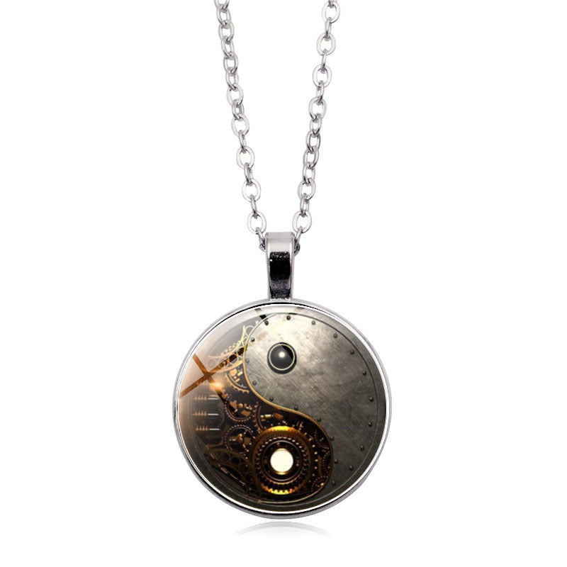 A Steampunk Yin Yang time Gem Necklace Pendant by Maramalive™.