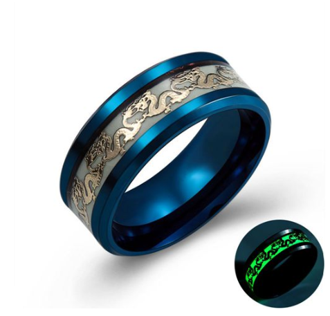 Three Chinese national dragon pattern blue rings with different designs by Maramalive™.