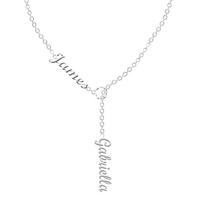 A woman is wearing a Maramalive™ Personalized Name Necklace. It is a MUST have for any Woman.