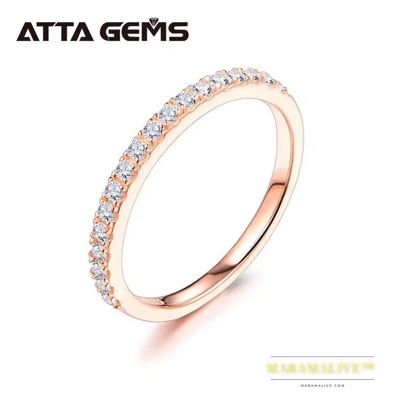 18K Rose Gold Plated Diamond Pass Test Round Excellent Cut Total 0.27 CT Moissanite Ring for Girls Cocktail Jewelry