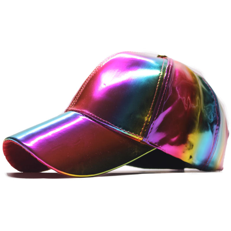 A colorful Maramalive™ patent leather baseball cap on a white background.