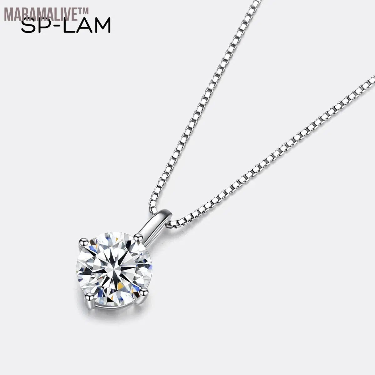 1Ct Moissanite Pendant Necklace Silver Trendy Jewelry