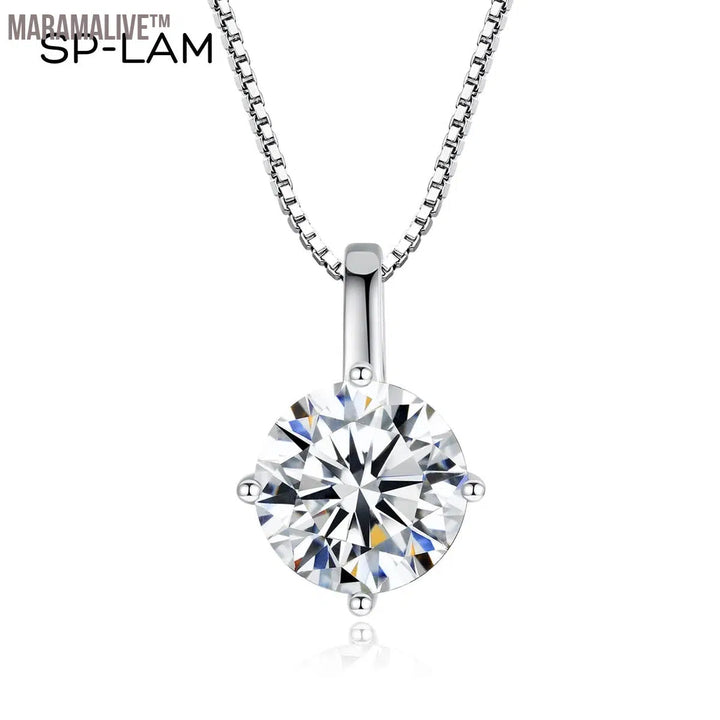 1Ct Moissanite Pendant Necklace Silver Trendy Jewelry