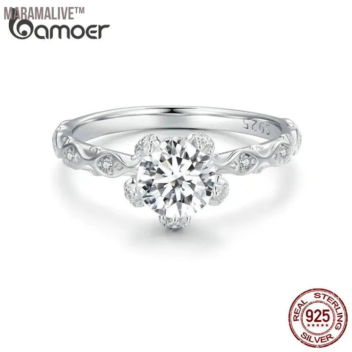 1.0ct Moissanite Engagement Ring in Silver Pave Setting