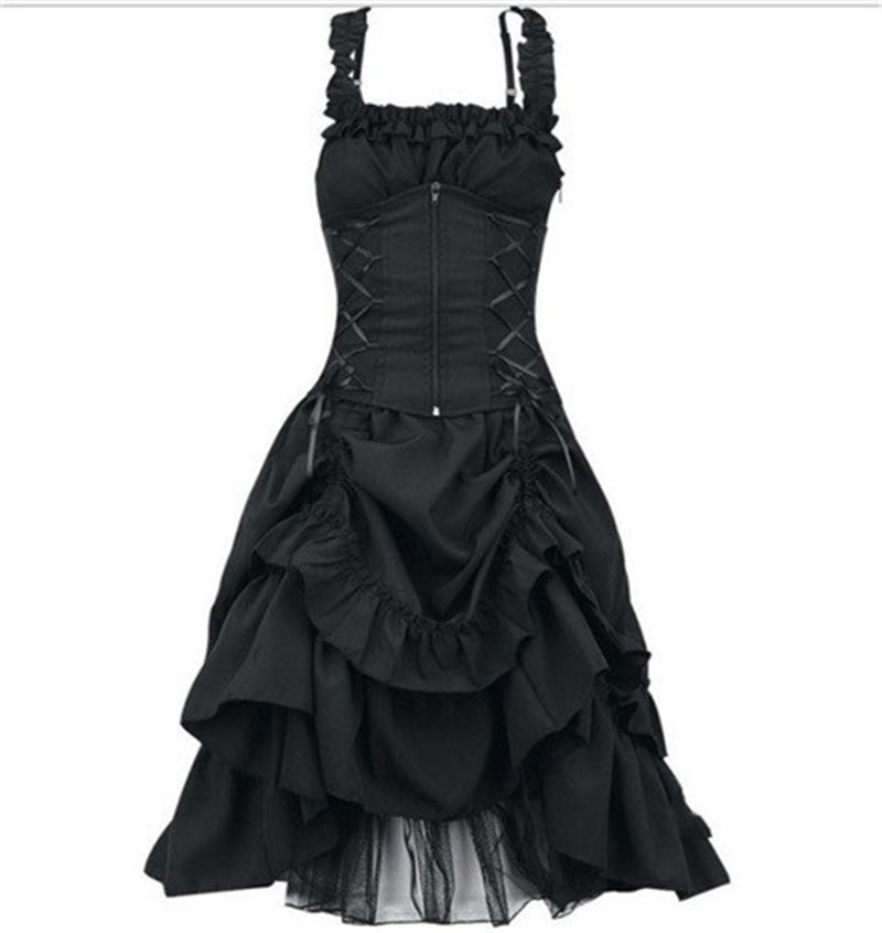 Slim Slimming Irregular Design Strappy Waist Dress