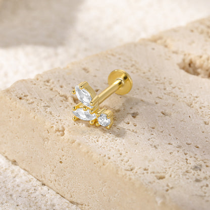 A Women's Mini Diamond Flat Head Piercing S925 Sterling Silver Stud Earrings with a white stone by Maramalive™.