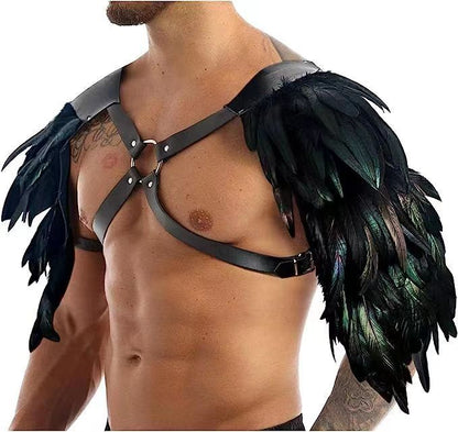 Medieval Feather Leather Shoulder Armor Chest Strap