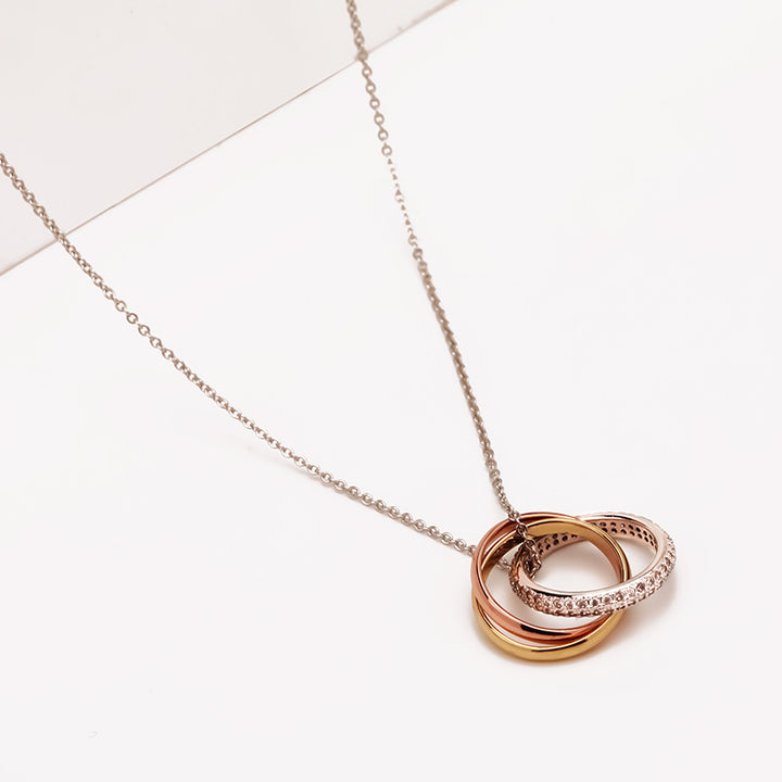 French-style Trinity Ring Necklace, 3 Colors