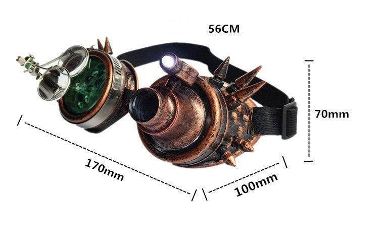 Maramalive™ Steampunk LED Goggles with a light on them.