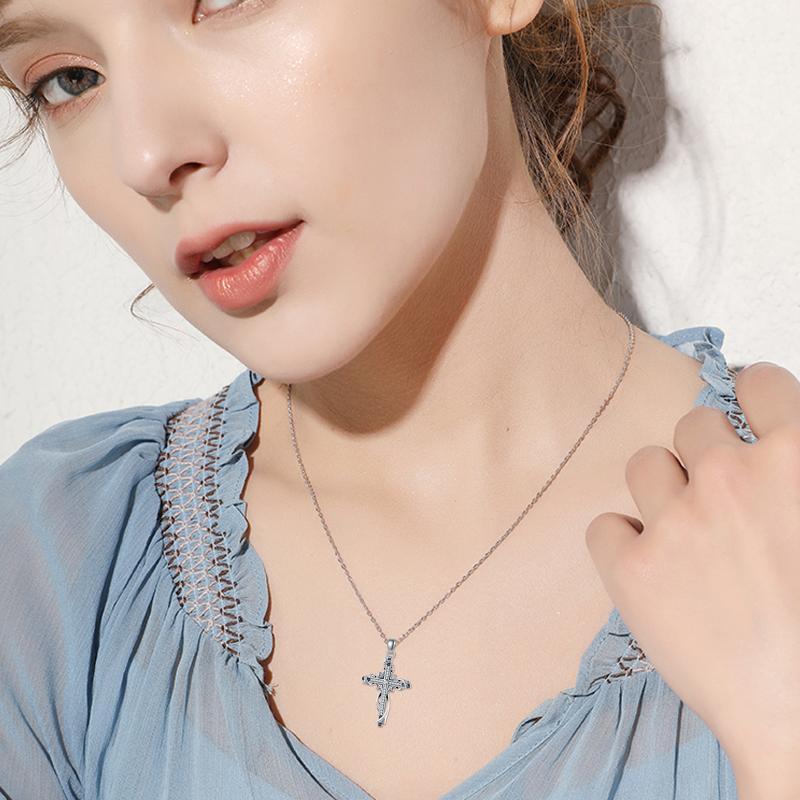 Elegant 925 Sterling Silver Cross Necklace for Women