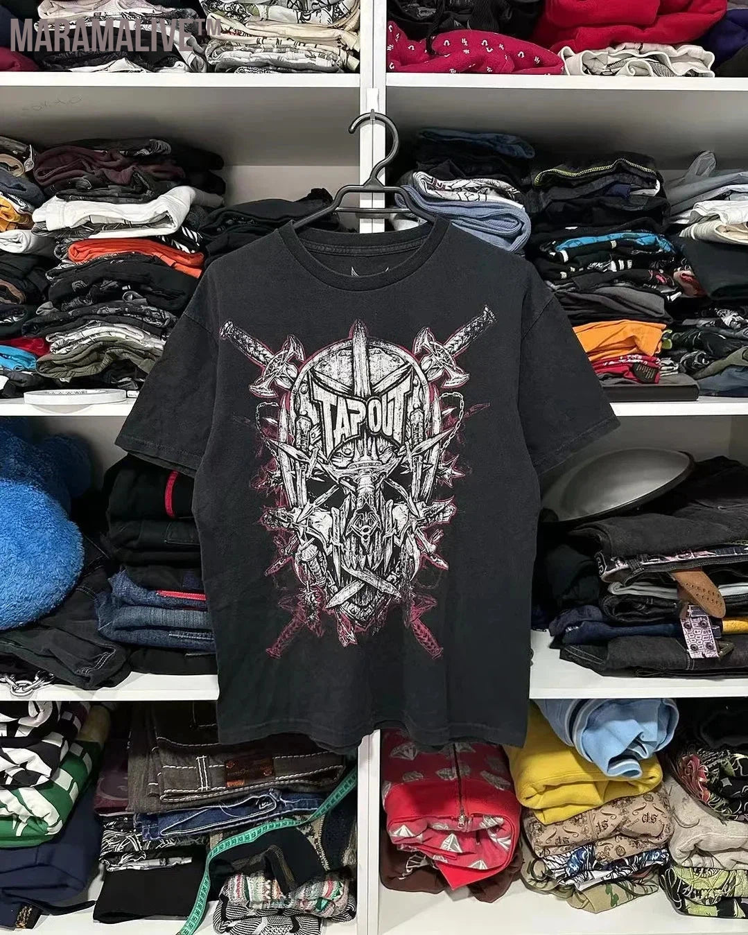 2000s Tshirt New Harajuku Retro Hip Hop Skull Pattern Oversized T shirt Mens Womens Short Sleeved Gothic Clothing Top Streetwear