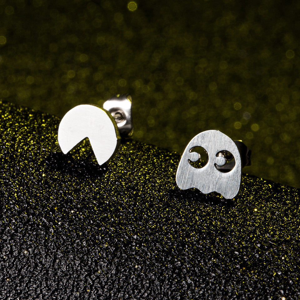A pair of Minimalist Stainless Steel Earrings and a pair of Minimalist Stainless Steel Earrings on a black background.