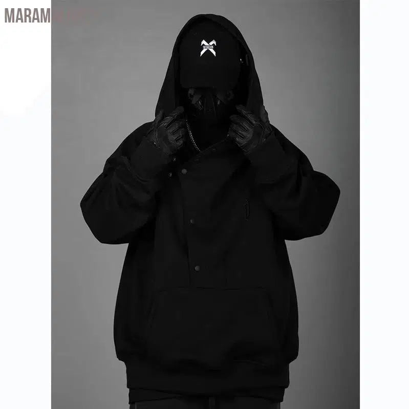 2024 Hoodie Techwear Harajuku Men Sweatshirts Hoodies Hip Hop Functional Streetwear Loose Pullover Oversized