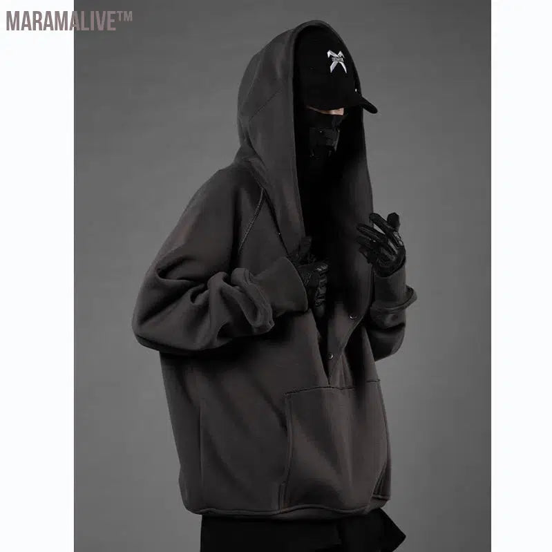 2024 Hoodie Techwear Harajuku Men Sweatshirts Hoodies Hip Hop Functional Streetwear Loose Pullover Oversized