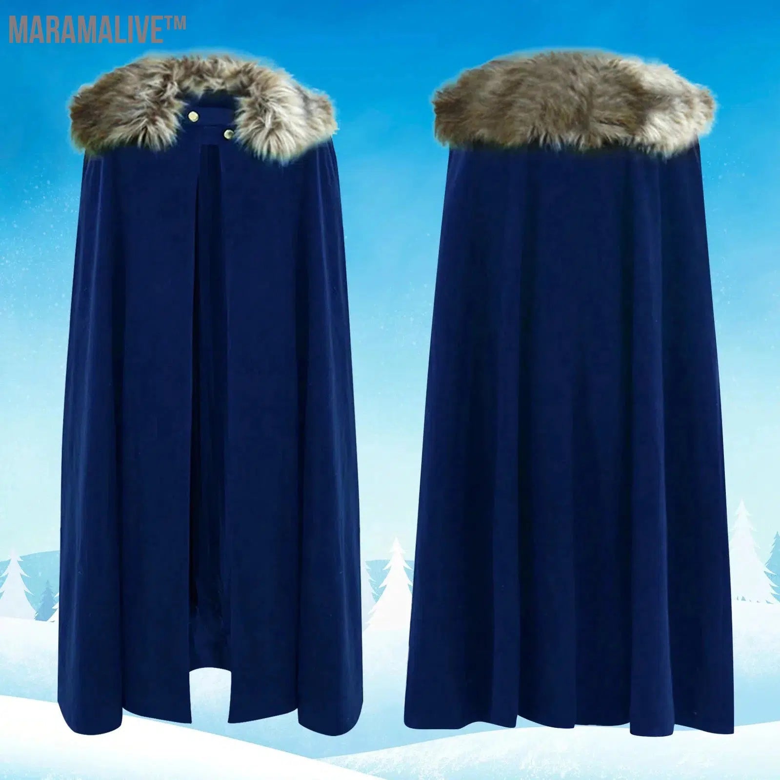 2024 Men's Medieval Winter Cloak Thick Collar Larp Viking Knight Cosplay Cape Coat Gothic Women Retro Mantle Halloween Costume