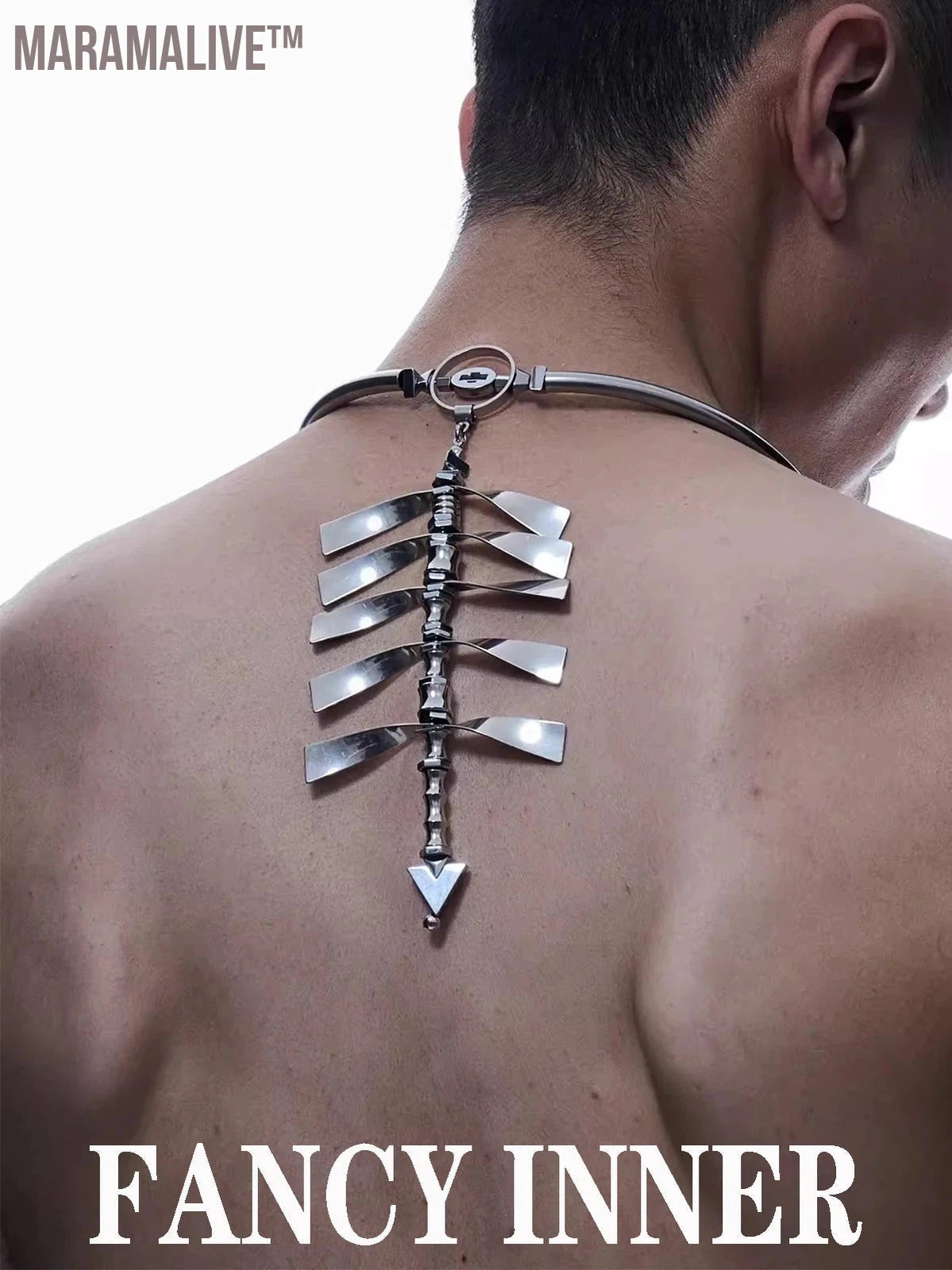 2024 New Punk Necklace Skeleton Centipede Titanium Steel Cool Unisex Cyberpunk Choker for Women Men Jewelry Couple