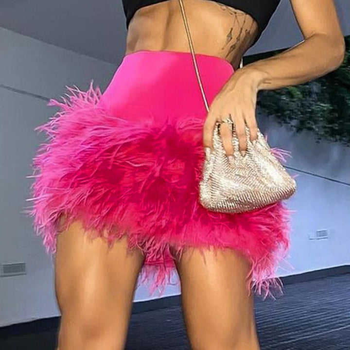 2024 Striking Feather Bodycon Miniskirt – Glamorous Ladies’ Hip Wrap Party Skirt