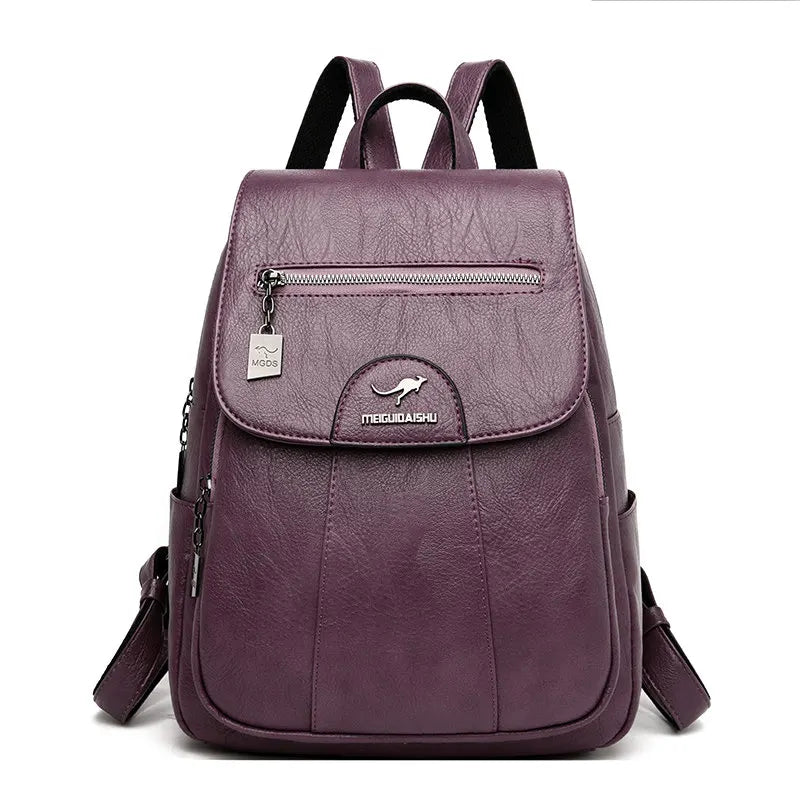 2024 Women's High-Quality Leather Backpack - Retro Vintage Ladies Travel & School Bag