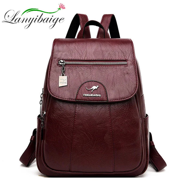 2024 Women's High-Quality Leather Backpack - Retro Vintage Ladies Travel & School Bag