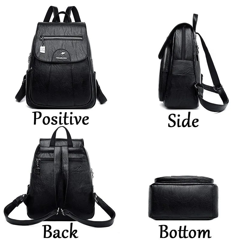 2024 Women's High-Quality Leather Backpack - Retro Vintage Ladies Travel & School Bag