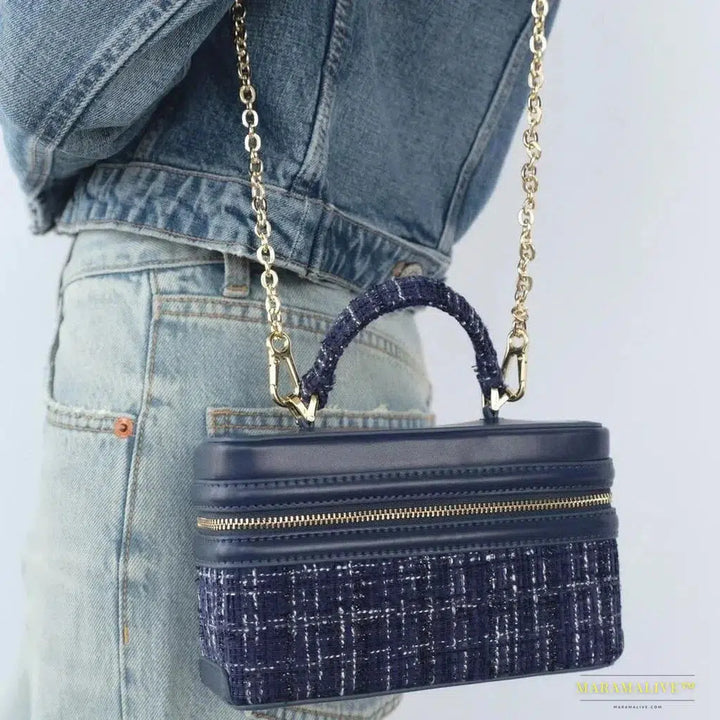 2025 Vintage Woolen Box Handbag - Designer Luxury Gothic Crossbody with Square Chain & Clutch