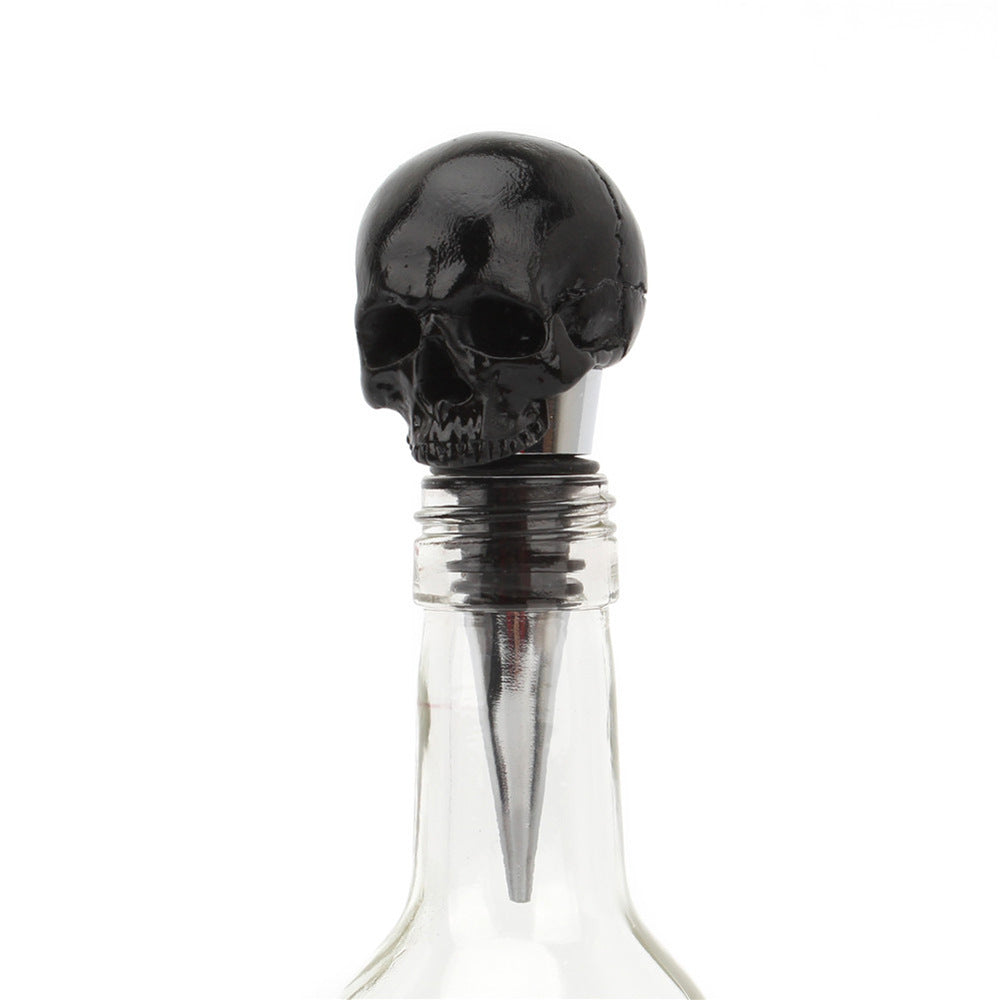A Black Skull Wine Stopper with a Maramalive™ skull on it.