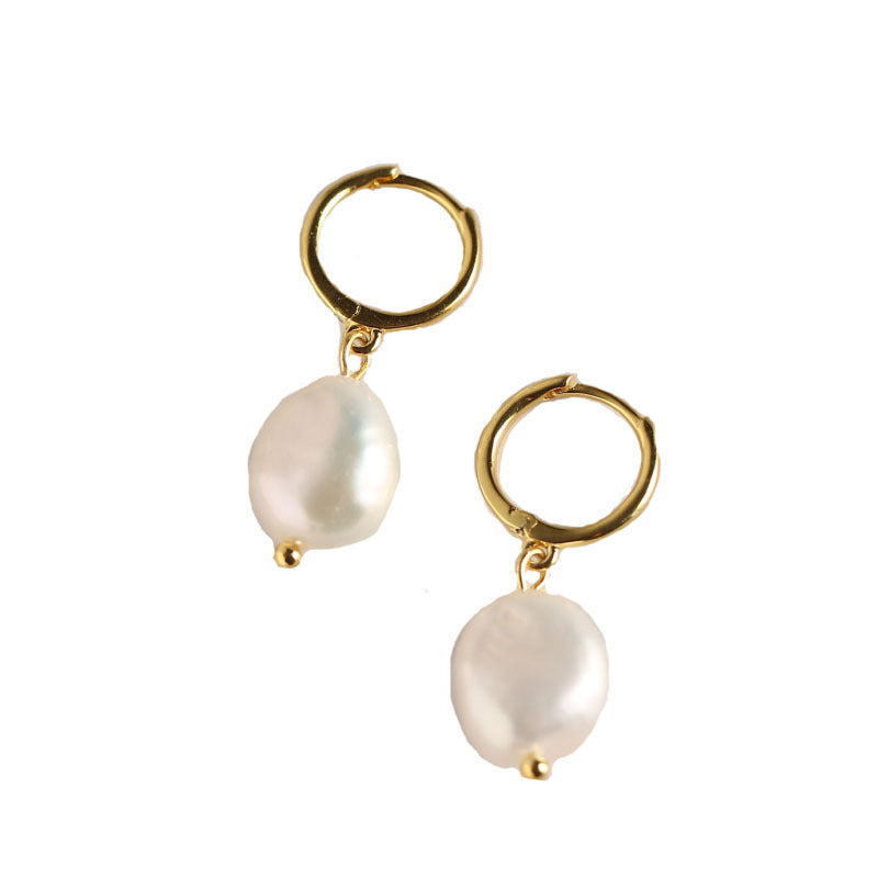 A pair of Maramalive™ Baroque Freshwater Pearl Earrings.
