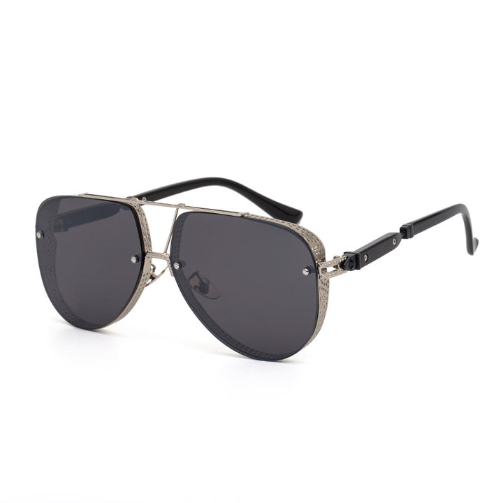 A pair of Maramalive™ New steampunk sunglasses with a black frame and brown lenses.