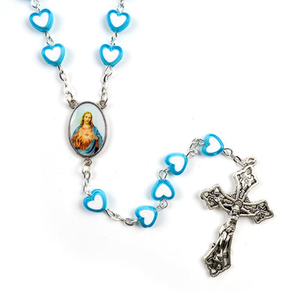 New Heart-Shaped Acrylic Rosary Necklace