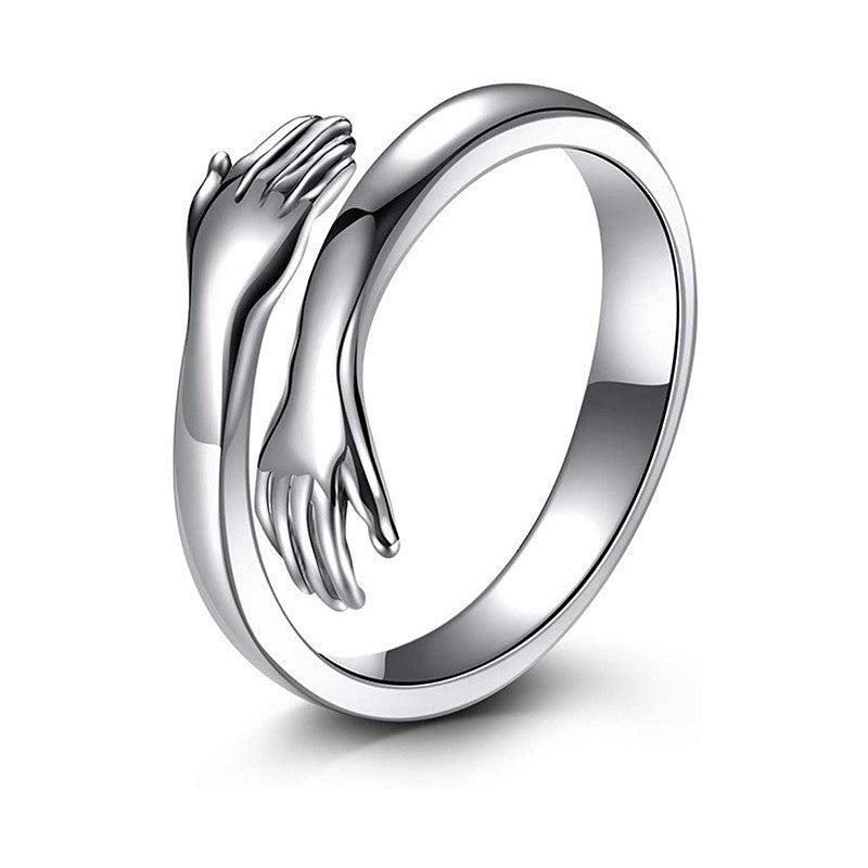 Stainless Steel Nj227-yinGold Embracing Smooth Ring