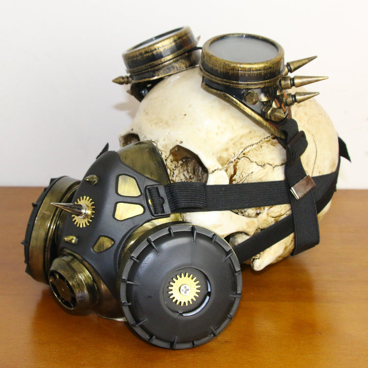 A Steampunk Cosplay props gas mask on a skull by Maramalive™.