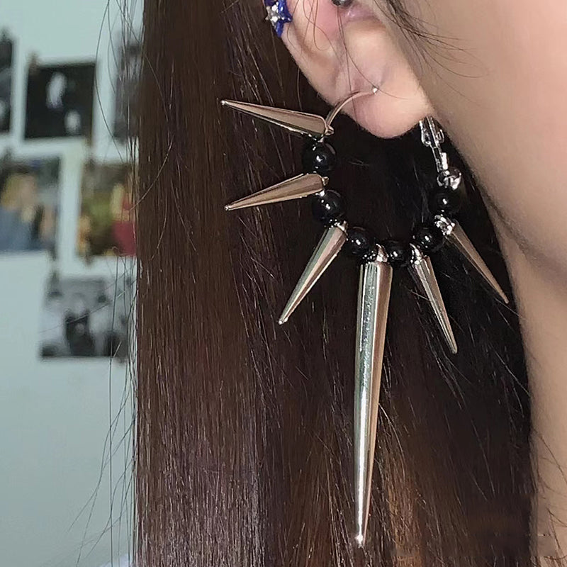 Punk Dark Spike Cone Geometry Earrings