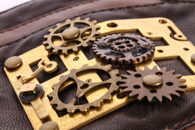 Maramalive™ Steampunk Industrial Revolution Gear Leather Armband with gears on them.