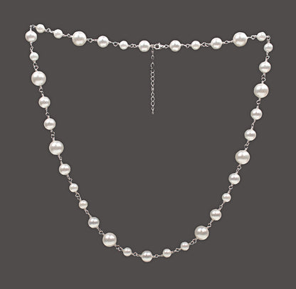 A Maramalive™ Shell Pearl Necklace on a gray background.