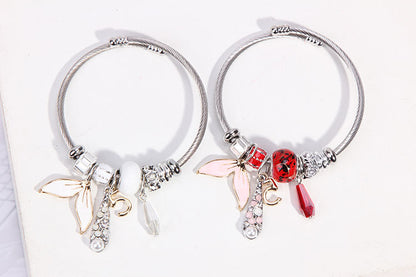 A Cute mermaid rhinestone Crystal Charm Bracelet with red and red charms from Maramalive™.