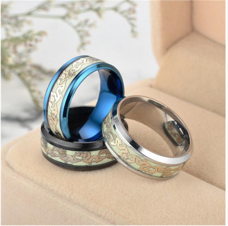 Three Chinese national dragon pattern blue rings with different designs by Maramalive™.