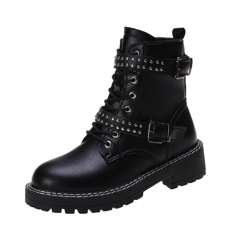 Studded motorcycle short boots