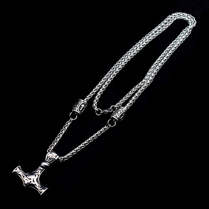 Titanium Steel Viking Thor Necklace - Nordic Hammer Pendant