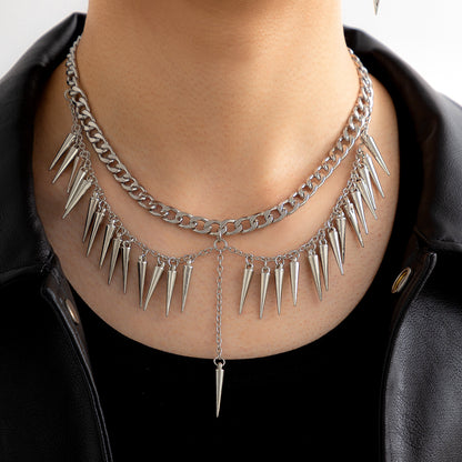 Creative And Versatile Exaggerated Fashion Punk Style Studded Necklace