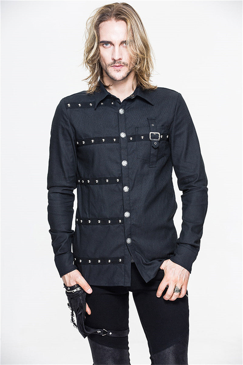 A man in a black shirt with the words so brave, showcasing the Maramalive™ Gothic Style Long Sleeve Shirt - Dark Romantic Style.