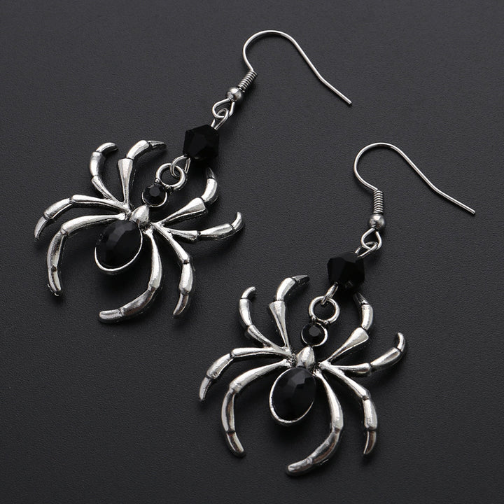 A pair of Alluring Arachnids: Dark Art Gothic Beautiful Style Black Spider Earrings Design Sense Punk by Maramalive™, perfect for arachnid enthusiasts.