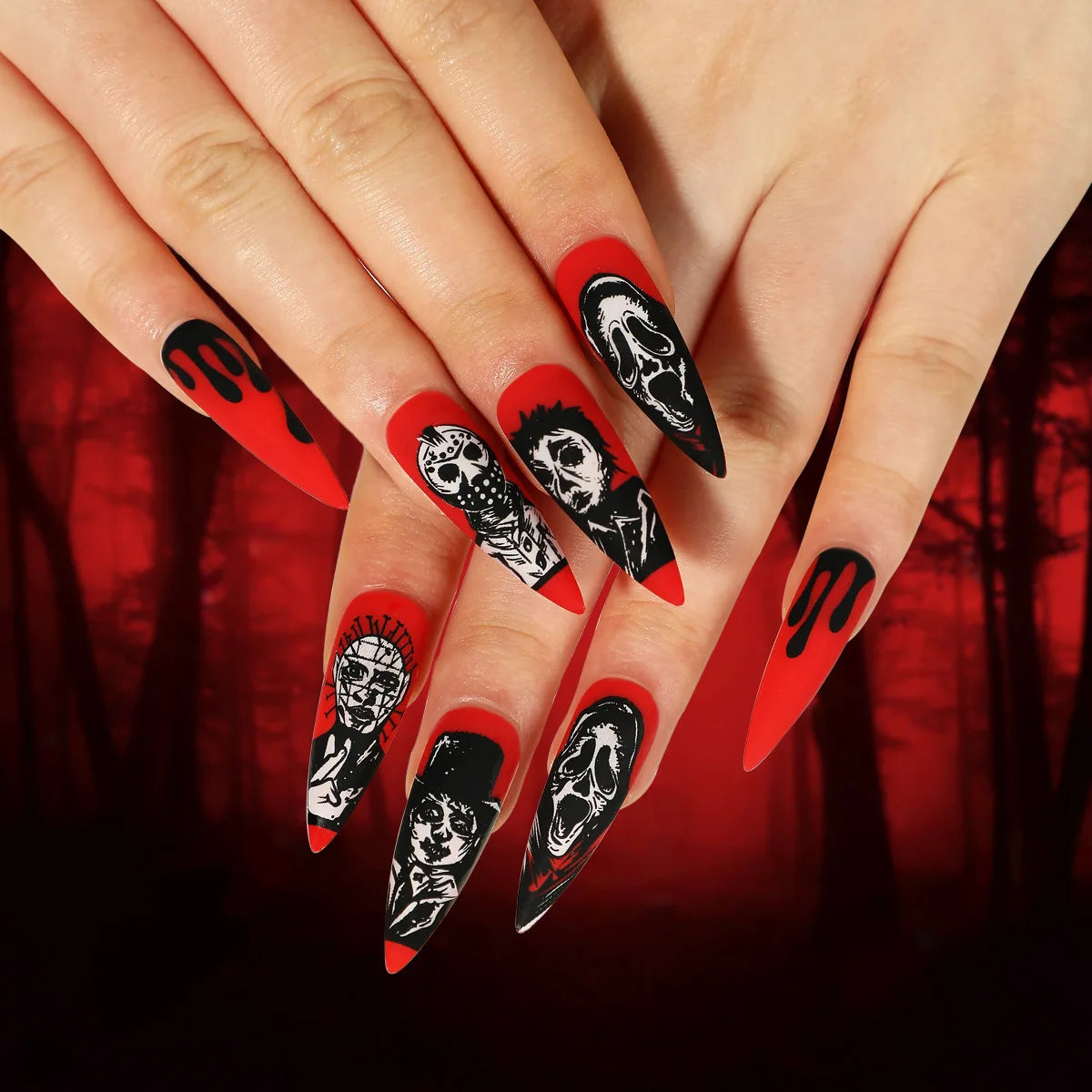 24 Piece Halloween Ghost & Pumpkin Ghoulish Press-On Nail Art Set - A Mysterious Glamour Twist To Your Spooky Costume