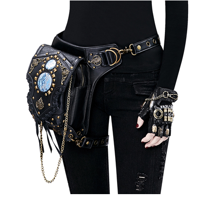 A woman is holding a Maramalive™ Steampunk Industry One Shoulder Messenger Bag For Adventurers.