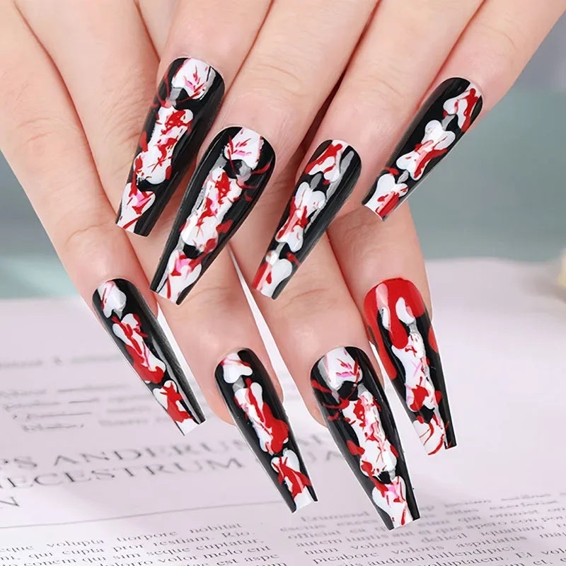 24pcs Halloween 3D False Nails - Mysterious Gothic Fidelity Nail Art