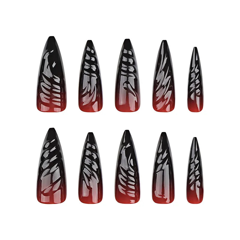 24pcs Halloween 3D False Nails - Mysterious Gothic Fidelity Nail Art