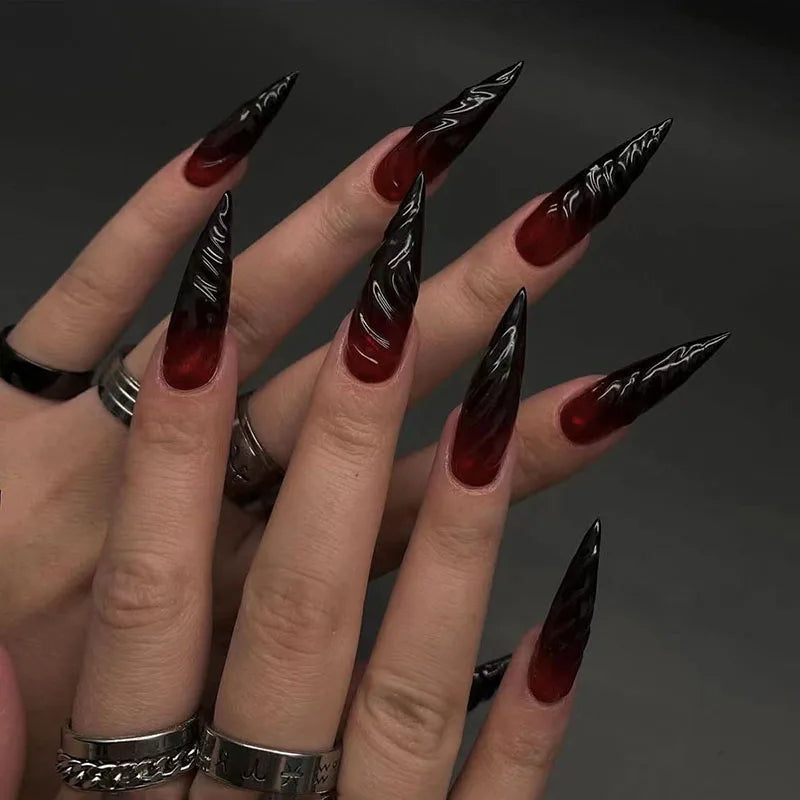 24pcs Halloween 3D False Nails - Mysterious Gothic Fidelity Nail Art